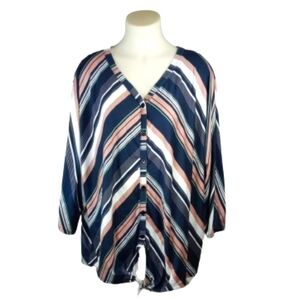 Cato Blue Brown White Top Sz 22/24W